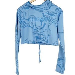 Gymshark‎ Blue Cinch Cropped Hoodie Long Sleeve